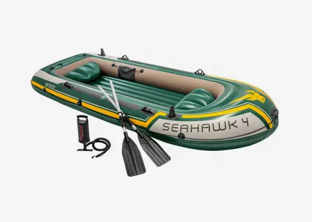 green inflatable boat
