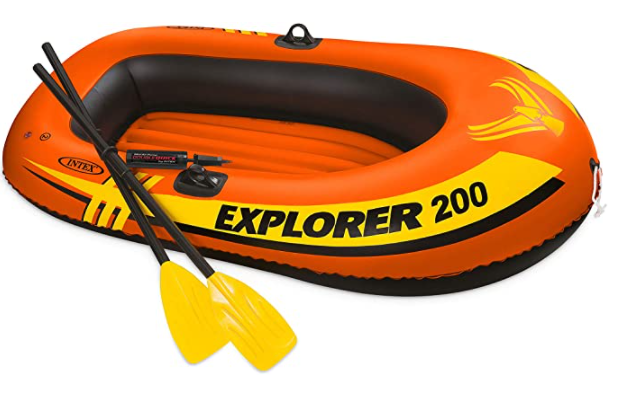 orange inflatable boat